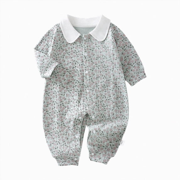 NIEWTR Baby Pajamas Girls Winter Rompers Cute Cartoon Newborn Clothing Long Sleeve Cotton 0 3 6 9 12 18 24 Months Infant Baby Pajamas Romper Casual(A-Light Gray,0-3 Months)