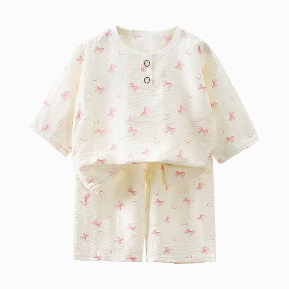 NIEWTR Baby Summer Outfits Children 2PC Summer Clothes Short Sleeve Pullover and Elastic Shorts Soft Pajamas Set for 6 12 18 24 Months 2T 3T Lightweight(A-Pink,6-12 Months)