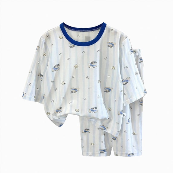 NIEWTR Baby Toddler 2-Piece Long Sleeve Set Soft Crewneck Tee and Elastic Long Pants Breathable Pajamas Gift Set for 6-24M(A-Blue,2-3 Years)