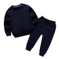thumbnail image 1 of NIEWTR Baby Toddler Boys Little Girls Solid Long Sleeve Pullover Sweatshirt and Pants 2pcs Baby Boy Girl Fall Winter Clothes Outfits(Z099-Navy,8-9 Years), 1 of 4