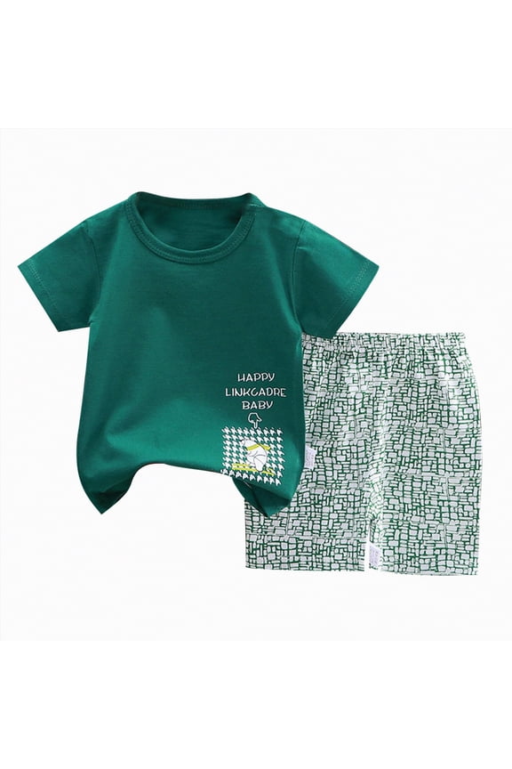 Baby Toddler Boys Summer Clothes Outfits 1-6 Years Old Kids Short Sleeve Dinosaur Tees Squama Print Shorts Sets(Green,12-18 Months)