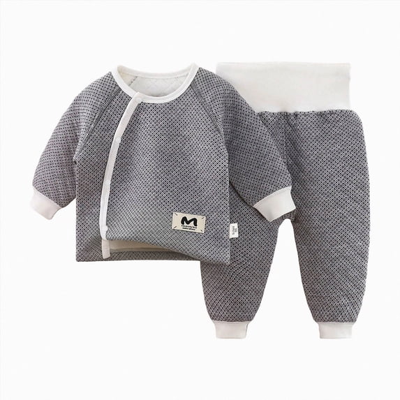 NIEWTR Baby and Toddler Matching Pajamas Girls Long Sleeve Crewneck Shirt with Stretchy Pants Set Fall Winter Daily Wear Loungewear Soft Cotton for 12M 18M(A-Grey,2-3 Years)