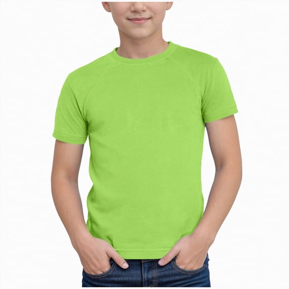 NIEWTR Baby Toddler Solid Color Short Sleeve T-Shirts for Boys Boys Summer Basic Cotton Crewneck Tee Shirt Tops(Light Green,4-5 Years)