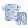 thumbnail image 1 of NIEWTR Baby Toddler Summer Pajamas Set Short Sleeve Shirt Paired with Comfy Shorts Breathable Lightweight for 6 12 18 24 Months 2T 3T(A-Blue,9-10 Years), 1 of 6
