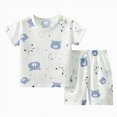 thumbnail image 1 of NIEWTR Baby Toddler Summer Pajamas Set Short Sleeve Shirt Paired with Comfy Shorts Breathable Lightweight for 6 12 18 24 Months 2T 3T(A-Light Blue,5-6 Years), 1 of 6