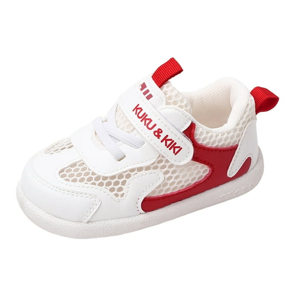 NIEWTR Baby Walking Shoes Fashion Summer Children Toddler Shoes Boys And Girls Sneakers Flat Bottom Lightweight Mesh (Red, 7 Toddler)