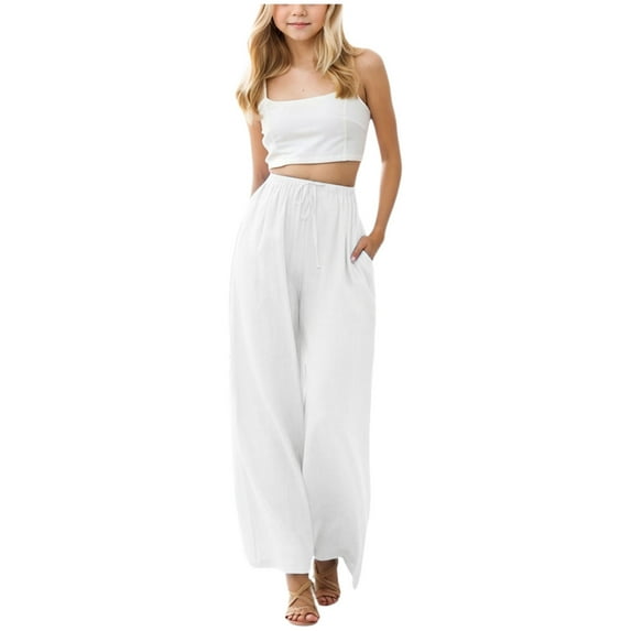 NIEWTR Baggy Parachute Pants for Girls Wide Leg Cargo Pants Y2k with Pockets Boyfriend Harajuku Streetwear Cargo Sweatpants,White,4-5 Years