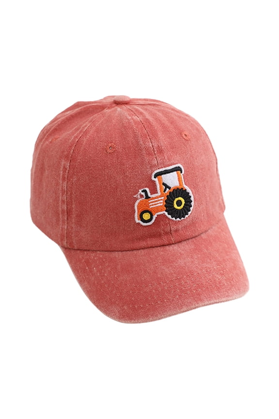Baseball Cap for Kids-Adjustable Washed Cotton Golf Toddler Hat for Boys & Girls Kids Beach Hat,Red