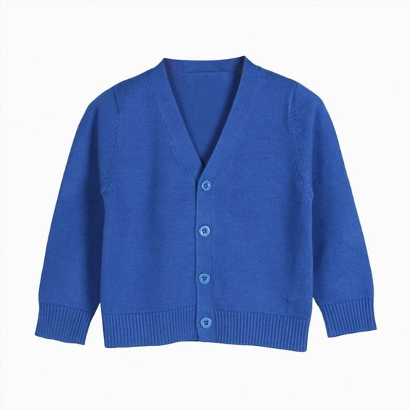 NIEWTR Big Kids Girls Cardigan Long Sleeve Knit Open Front Buttons Flower Print Warm Comfortable Sweater Top For Daily Wear 1T 2T 3T 4T 5T 6T 7T(A-Blue,80)