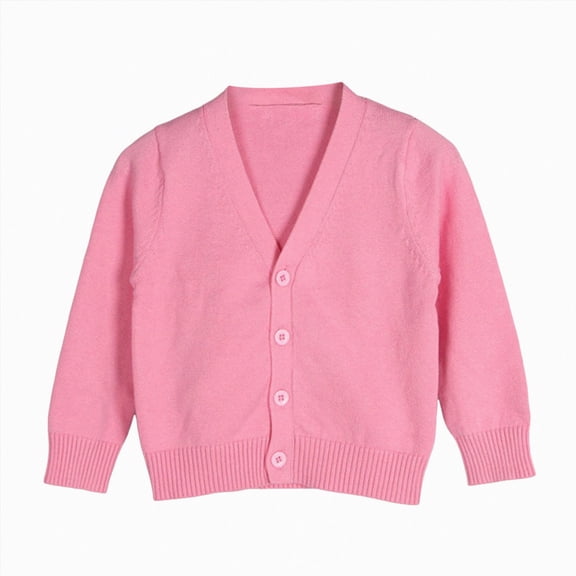 NIEWTR Big Kids Girls Cardigan Long Sleeve Knit Open Front Buttons Flower Print Warm Comfortable Sweater Top For Daily Wear 1T 2T 3T 4T 5T 6T 7T(A-Pink,90)