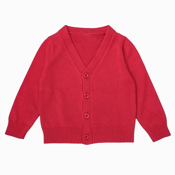 NIEWTR Big Kids Girls Cardigan Long Sleeve Knit Open Front Buttons Flower Print Warm Comfortable Sweater Top For Daily Wear 1T 2T 3T 4T 5T 6T 7T(A-Red,140)