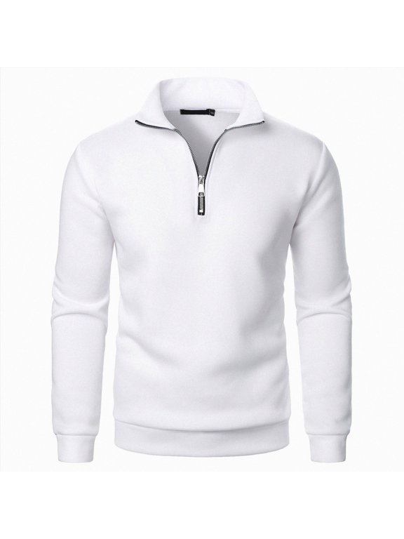 Big and Tall Regular Fit Casual Sweaters for Men Long Sleeve 1/4 Zip up Pullovers Loose Lightweight Comfy Cable Knit Warm Jacket Tops(A-White,3XL)