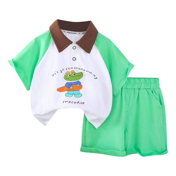 NIEWTR Boy Clothes Baby Boy Outfits 12-18 Months Baby Boy Clothes Short Sleeve T-Shirt Tee Tops Joggers Casual Elastic Shorts Summer Pjs For 18-24 Months Pajamas Set ,18-24 Months