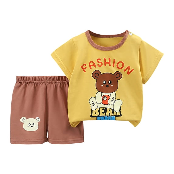 NIEWTR Boy Outfits 12-18 Months Dinosaur Toddler Summer Outfit Short Sleeve T-Shirt Tee Tops Joggers Casual Elastic Shorts 2Pcs Set For 18-24 Months 2t 3t 4t 5t 6t Summer Pjs kids,3-4 Years