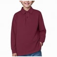 thumbnail image 1 of NIEWTR Boys Athletic Performance Long Sleeve Polo Lightweight Breathable for Hiking Running and Sports Activities（A-Wine,11-12 Years), 1 of 5