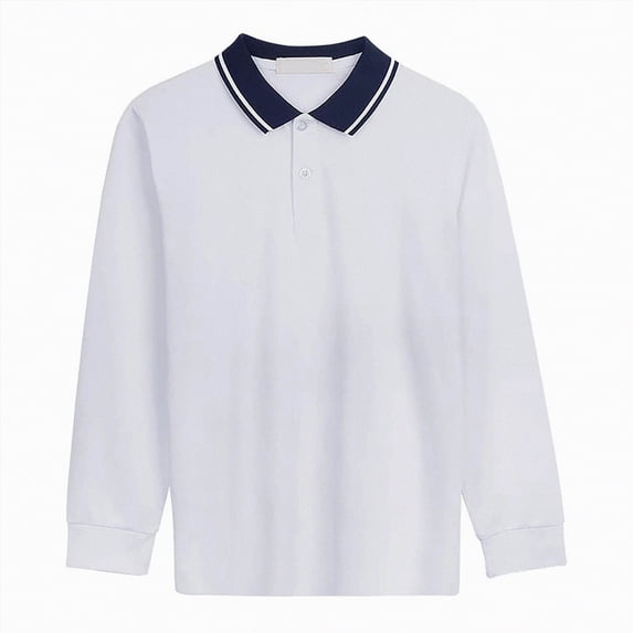 NIEWTR Boys Athletic Pullover Polo Shirt Long Sleeve Lightweight Fabric for Hiking Running and Jogging Activities(A-Dark Blue,6-7 Years)