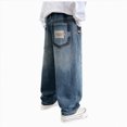 thumbnail image 1 of NIEWTR Boys Baggy Jeans Teen Boys Wide Leg Y2k Denim Pants Trendy Boyfriend Harem Trousers Elastic High Waisted Kids Clothes with Pockets, 1 of 7