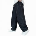 thumbnail image 1 of NIEWTR Boys Baggy Jeans Wide Leg Distressed Ripped Hip Hop Loose Casual Denim Pants with Pockets（A-Black,8-9 Years), 1 of 7