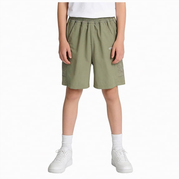 NIEWTR Boys Basketball Shorts Breathable Mesh Athletic Shorts with Drawstring for Gym Play(Green,13-14 Years)