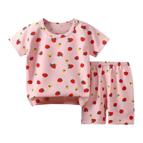 NIEWTR Boys Beach Outfit Set Short Sleeved Shirt And Pants Stylish Casual Two Piece SetPajamas Set Summer Outfit (3-4 Years,Pink)
