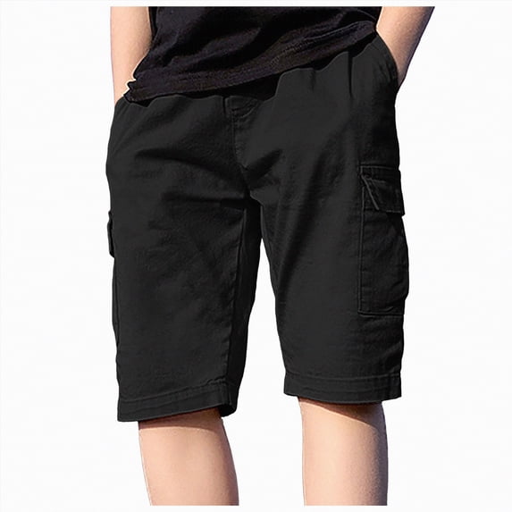 NIEWTR Boys Cargo Shorts Durable Twill Outdoor Shorts with Reinforced Seams & Multi Pockets for Hiking Work(Black,3-4 Years)