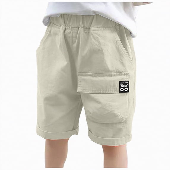NIEWTR Boys Casual Cargo Shorts Lightweight Cotton Shorts with Pockets for Outdoor Adventure Play(Khaki,7-8 Years)