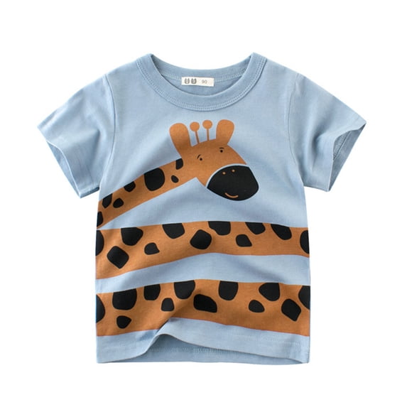 NIEWTR Boys Color Block Logo T-Shirts Short Sleeve Slim-fit Tees Cotton Blend Summer Tops(Light Blue,6 Years)
