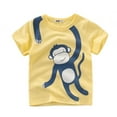 thumbnail image 1 of NIEWTR Boys Color Block Logo T-Shirts Short Sleeve Slim-fit Tees Cotton Blend Summer Tops(Yellow,5 Years), 1 of 5