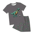 thumbnail image 1 of NIEWTR Boys Comfortable And Breathable Short Sleeved Twopiece Set With Simple Lines And Letter Patterns Dailywear Set Summer Outfit (9-10 Years,Dark Gray), 1 of 6