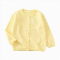 thumbnail image 1 of NIEWTR Boys Girls Cardigan Sweater Cotton Long Sleeve Knit Tops Spring Fall Button Down Sweater School Uniforms 1T 2T 3T 4T 5T 6T 7T Cute Sweater(A-Light Yellow,7-8 Years), 1 of 6