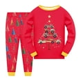 thumbnail image 1 of NIEWTR Boys Girls Christmas Pajamas Santa Print Pj Set Cotton Pjs Long Sleeve Sleepwear Sleepwear Sets (5-6 Years,Red), 1 of 4
