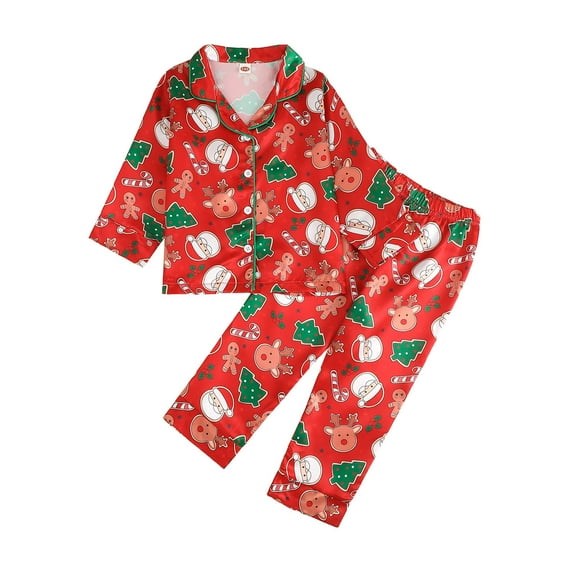 NIEWTR Boys Girls Christmas Pajamas Toddler Kids Holiday Pjs Sets Cotton Chirldren Clothes Sleepwears Christmas Pajamas Sets (7-8 Years,Red)