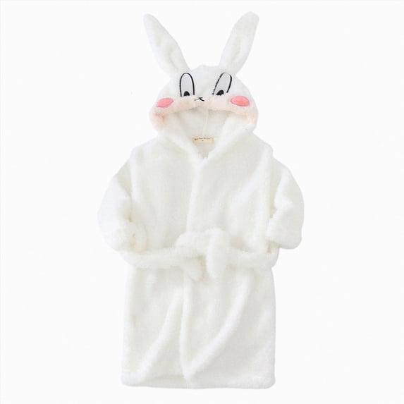 NIEWTR Boys Girls Coral Fleece Bathrobe,Soft Plush Hooded Robe with Adjustable Belt,Cartoon Print,for Toddlers 18 Month -14 Years,Warm Loungewear Shower Robe Kids Pajamas(18-24 Months)