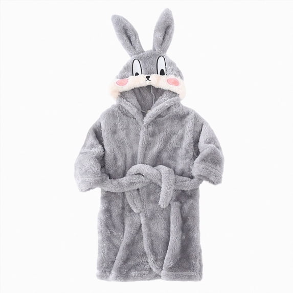 NIEWTR Boys Girls Coral Fleece Bathrobe,Soft Plush Hooded Robe with Adjustable Belt,Cartoon Print,for Toddlers 18 Month -14 Years,Warm Loungewear Shower Robe Kids Pajamas(10-12 Years)