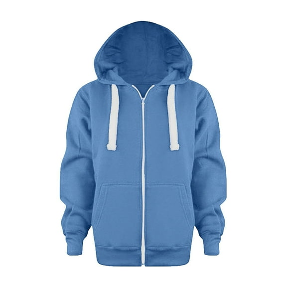NIEWTR Boys Girls Hoodie Sweatshirt Solid Full Zip Jacket Casual Classic Tops Jacket Coats (Blue,6-7 Years)