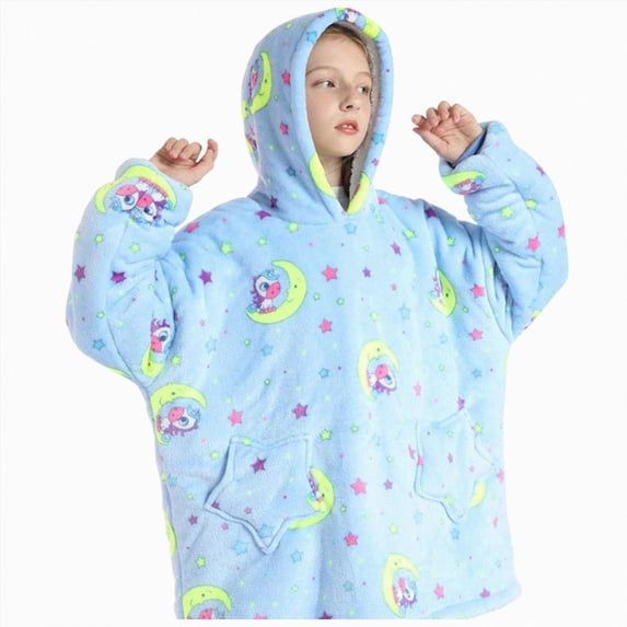 NIEWTR Boys Girls Kids Hooded Bathrobe,Soft Flannel Loungewear Robe with Adjustable Tie,Cartoon Print,for Toddlers to Kids 2-12 Years Toddler Pajamas(6-15 Years)