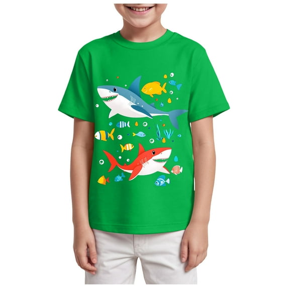 NIEWTR Boys Girls Novelty T-Shirt Short Sleeve Pattern Vintage T Shirts Crew Neck Slim Fit Pullover SIZE 2-14 Years Cool Summer Shirt (3-4 Years,A87-Green)