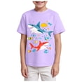 thumbnail image 1 of NIEWTR Boys Girls Novelty T-Shirt Short Sleeve Pattern Vintage T Shirts Crew Neck Slim Fit Pullover SIZE 2-14 Years Cool Summer Shirt (5-6 Years,A87-Purple), 1 of 4
