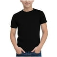 thumbnail image 1 of NIEWTR Boys Girls Short Sleeve Casual Slim Tshirt O Neck Basic Casual Versatile Fashion Top Fitted Solid Color Easy Matching T Shirts 3-9 Years (Black,5-6 Years), 1 of 7