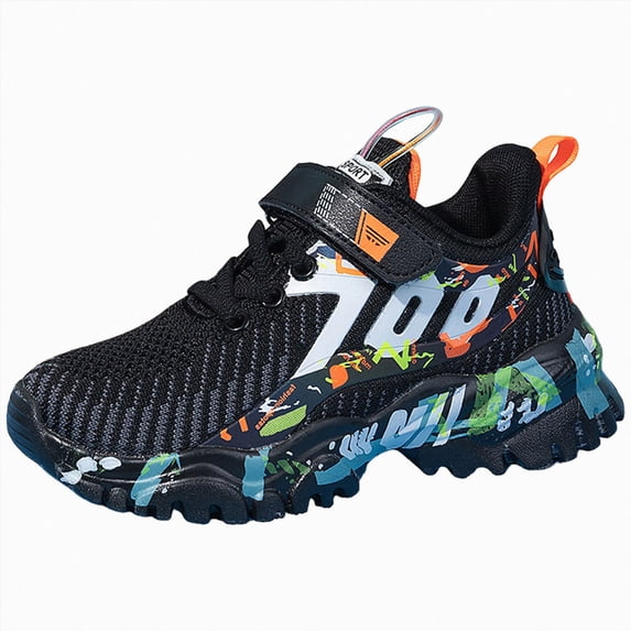 NIEWTR Boys Girls Sneakers Kids Running Walking Tennis Shoes Lightweight Breathable Sport Athletic Toddler Girl Shoes(Orange,13.5)