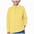 thumbnail image 1 of NIEWTR Boys Long Sleeve Polo Shirt Kids Casual Lightweight Collared School Uniform Shirts（A01-Yellow,5-6 Years), 1 of 5