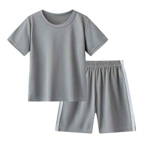 NIEWTR Boys Loose Athletic Short-Sleeve Shirt and Active Mesh Shorts Set - Boys Athletic Sets(Grey,4-5 Years)