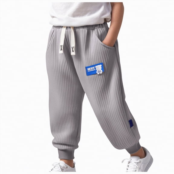 NIEWTR Boys Pants Baby Clothes Toddler Boys Girls Patchwork Fashion Solid Thick Warm Sport Transportation Print(A01-Grey,2-3 Years)