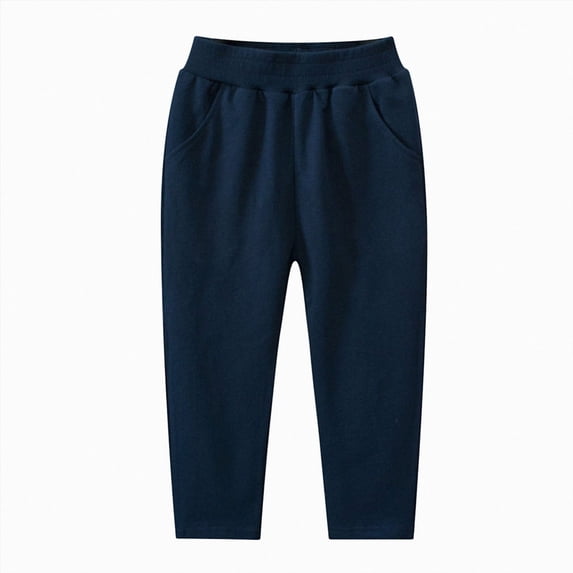 NIEWTR Boys Pants Fall Winter Cotton Blend Wide Straight Leg Lightweight Sweatpants Casual Joggers with Pockets 2T 3T 4T 5T 6T 7T 8T 9T Children(A-Dark Blue,6-7 Years)