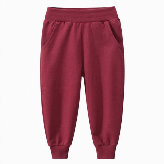 NIEWTR Boys Pants Fall Winter Cotton Blend Wide Straight Leg Lightweight Sweatpants Casual Joggers with Pockets 2T 3T 4T 5T 6T 7T 8T 9T Children(A-Red,5-6 Years)
