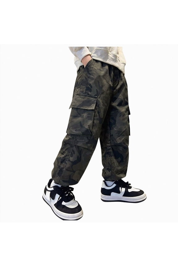 Boys Pants Summer Cotton Blend Wide Straight Leg Lightweight Sweatpants Casual Joggers with Pockets 6-12 Months 12-24 Months 2T 3T 4T 5T 6T 7T 8T 9T Children(A-Camouflage,9-10 Years)