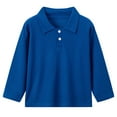thumbnail image 1 of NIEWTR Boys Dress Polo Black Long Sleeve Polo Boys' Long Sleeve Slim Fit Dress Polo, Button-Down Style With & Polotail Hem Size 4-10 years (Blue,6-7 Years), 1 of 5