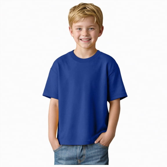 NIEWTR Boys Shirt Short Sleeve T-Shirt Crew Neck Casual Basic Summer Tee Tops for Kids Teen(Blue,9-10 Years)