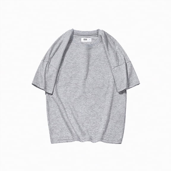 NIEWTR Boys Short Sleeve Shirts Kids Summer Crewneck T-Shirts Casual Tops Tees(Grey,8-9)