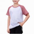 thumbnail image 1 of NIEWTR Boys Short Sleeve Shirts Kids Summer Crewneck Tops Basic tees（Pink,4-5 Years), 1 of 4